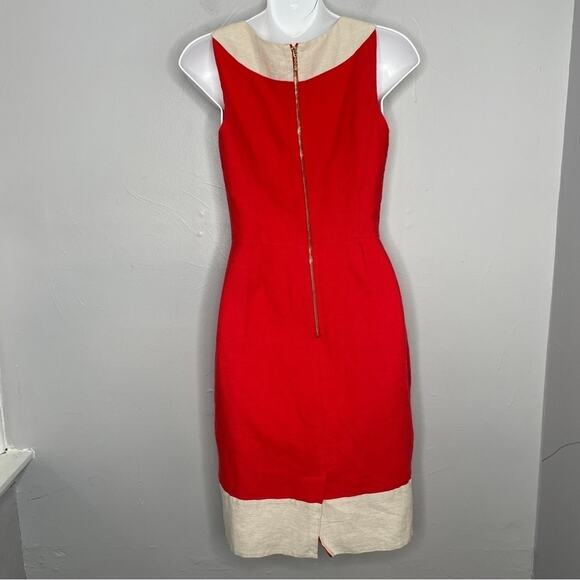 KATE SPADE NEW YORK Linen Dress Womens Size 2 Cherry Red Sheath Holiday Formal - Picture 6 of 10